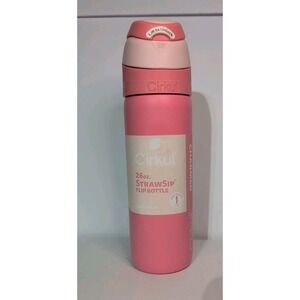 Cirkul Charmed Pink 26oz StrawSip Flip Bottle Stainless Steel No Spill Insulated
